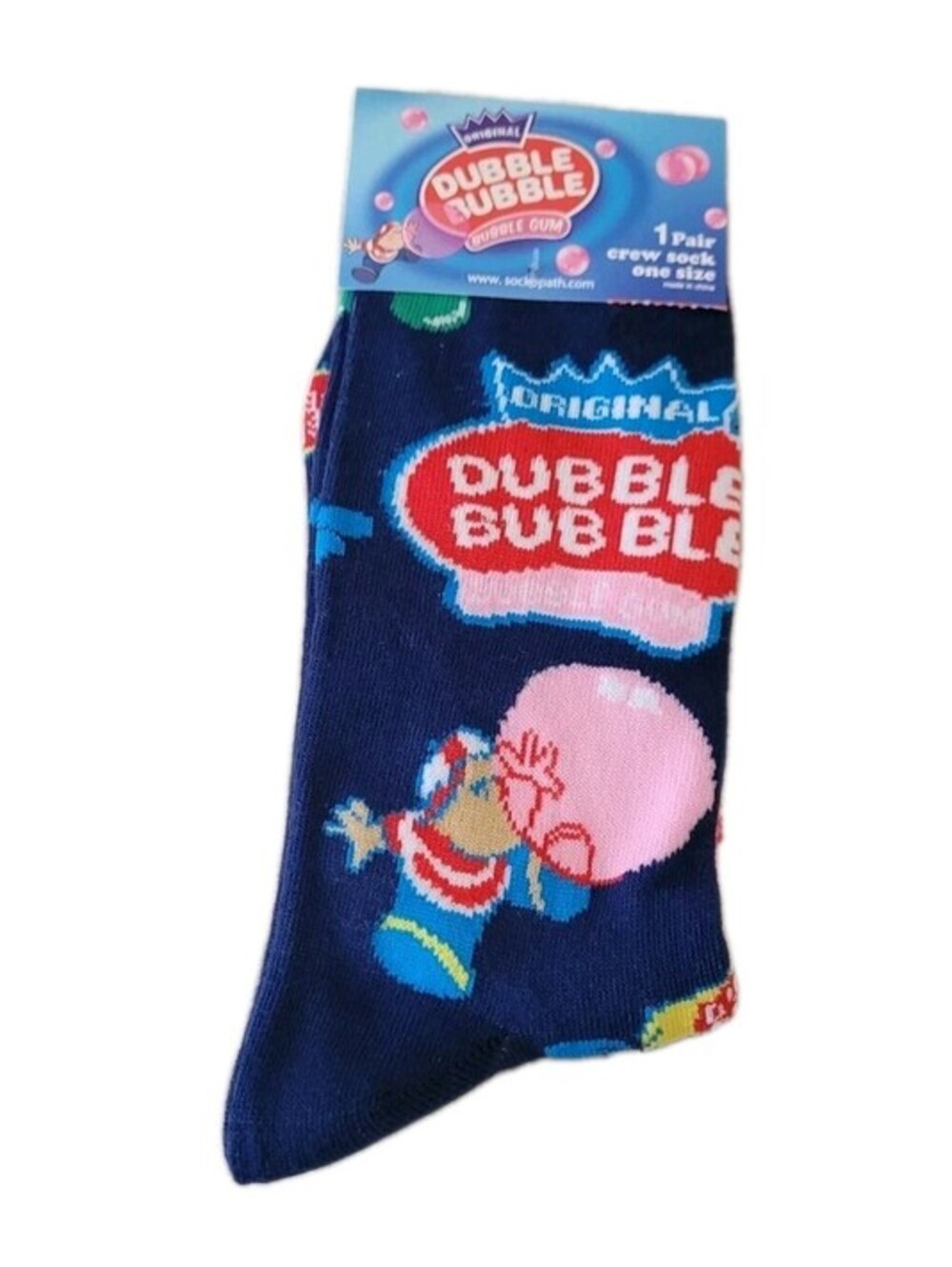 NIP Original Dubble Bubble Gum Crew Socks Adult Fun! Unisex Stretch Sockopath
